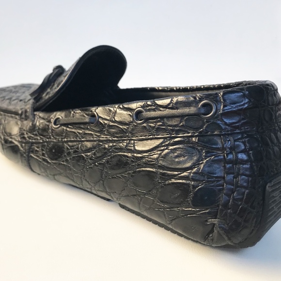 BOTTEGA VENETA BLACK CROCODILE LEATHER MOCCASINS MEN\'S US SIZE 9; EU 42; UK 8 main image 7